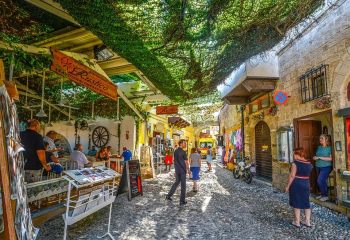 Rhodes Greece Street Cafe Restaurant Greek